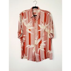 SOLD Men's Large Burnt Orange & Tan Hawaiian Shirt